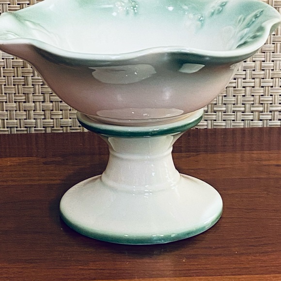 🇺🇸🌟HP🌟VTG 1950-60s Glazed Ceramic Butterfly Pedestal Bowl Made in USA - Picture 2 of 10